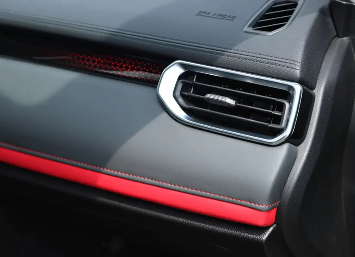 Dashboard with Red Accents & A/C Vents