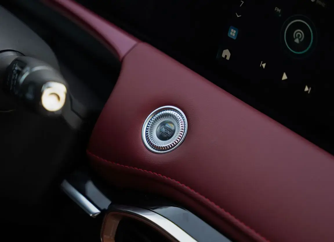 Elegant Start Button with Leather-Stitched Finish